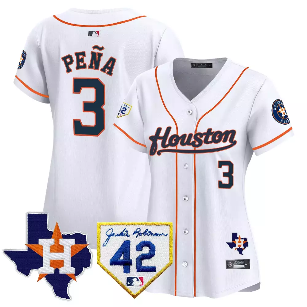 Peña 3 Houston Astros Jersey White Jackie Robinson Day Texas 42 Men Orange Navy Home