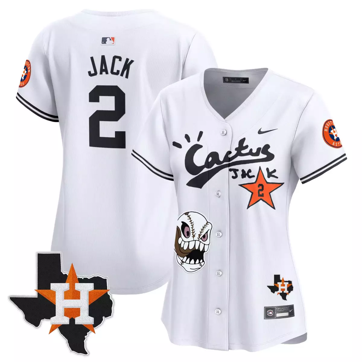 Jack Cactus 2 Houston Astros Jersey White Travis Scott Texas Star Alternate Women