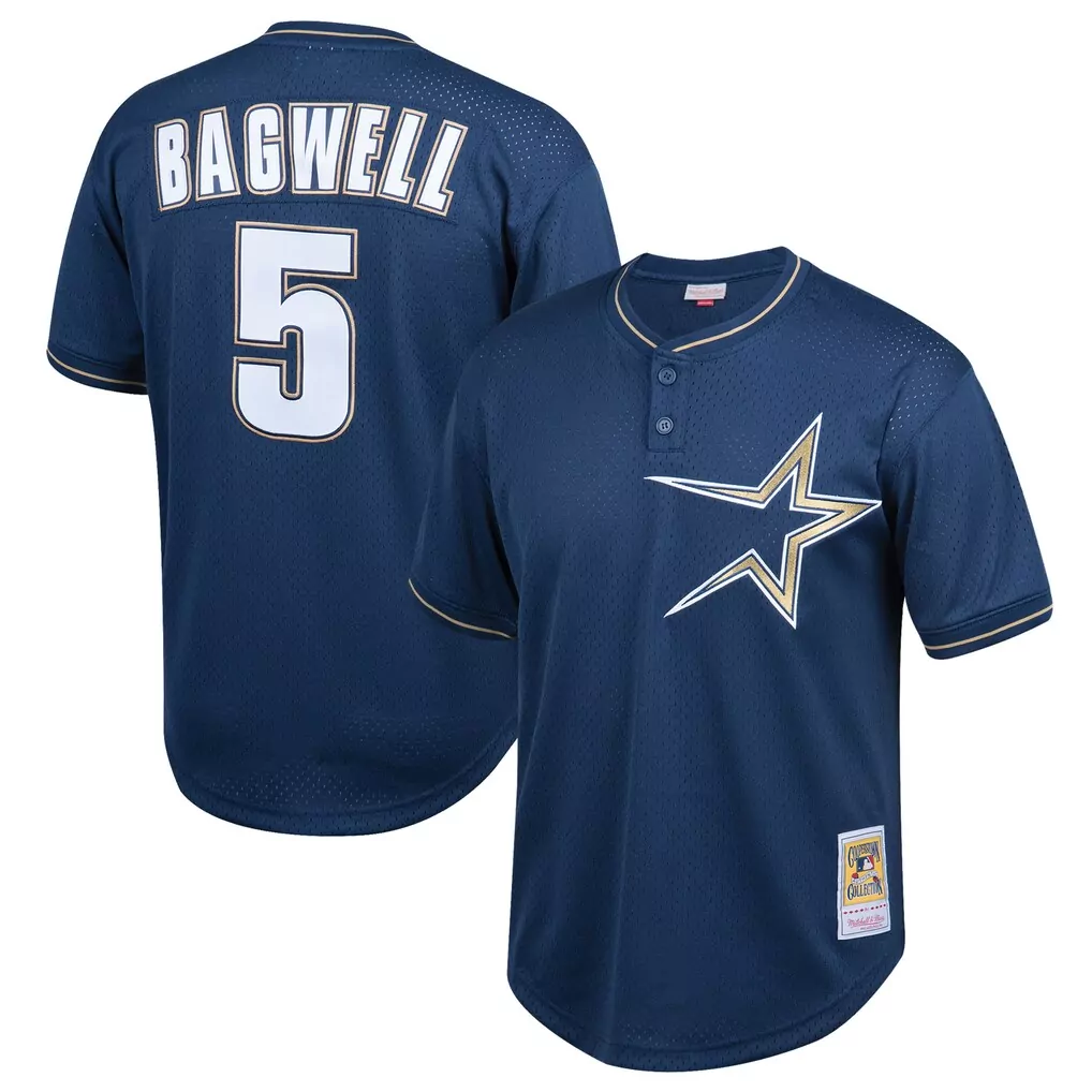 Jeff Bagwell 5 Houston Astros Jersey Navy Blue Mitchell Ness Collection Men White