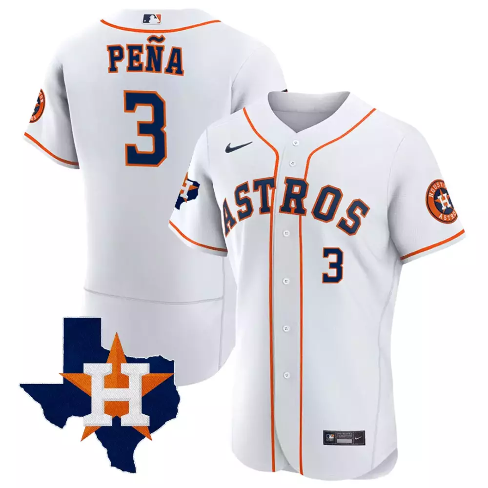Jeremy Pea 3 Astros Jersey White Texas Map Men Orange Navy All Stitched Vapor