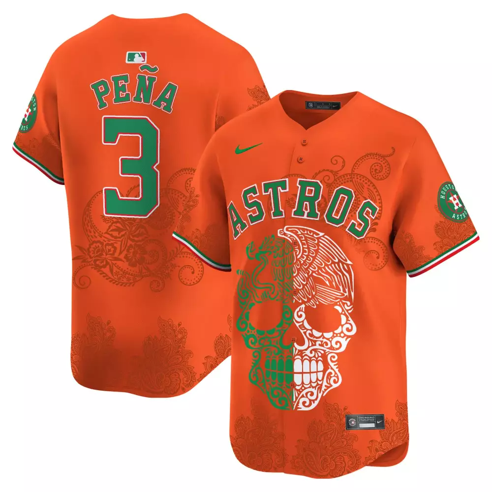 Jeremy Pena 3 Astros Jersey Orange Day Of The Dead Houston Men Custom Design Green