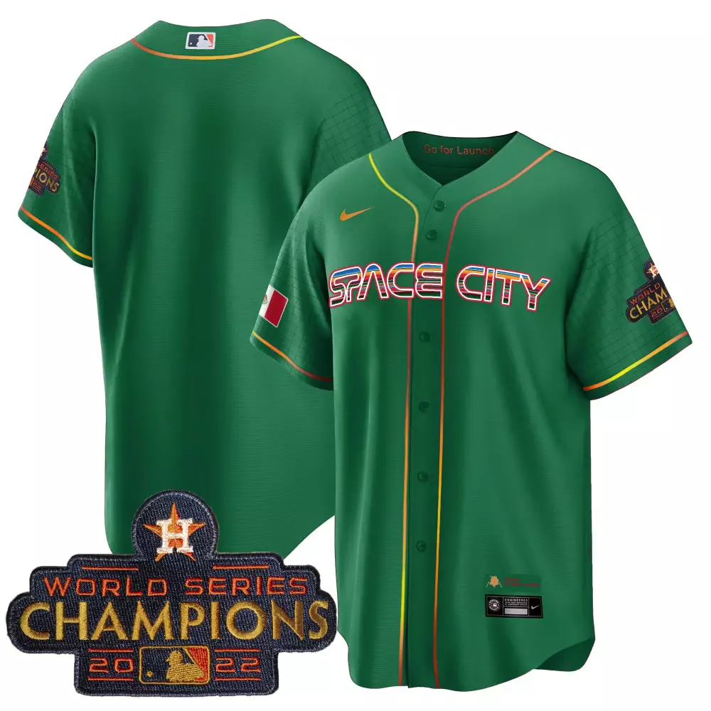 Space City Houston Astros Jersey Green Connect World Series Champions 2022 Men White