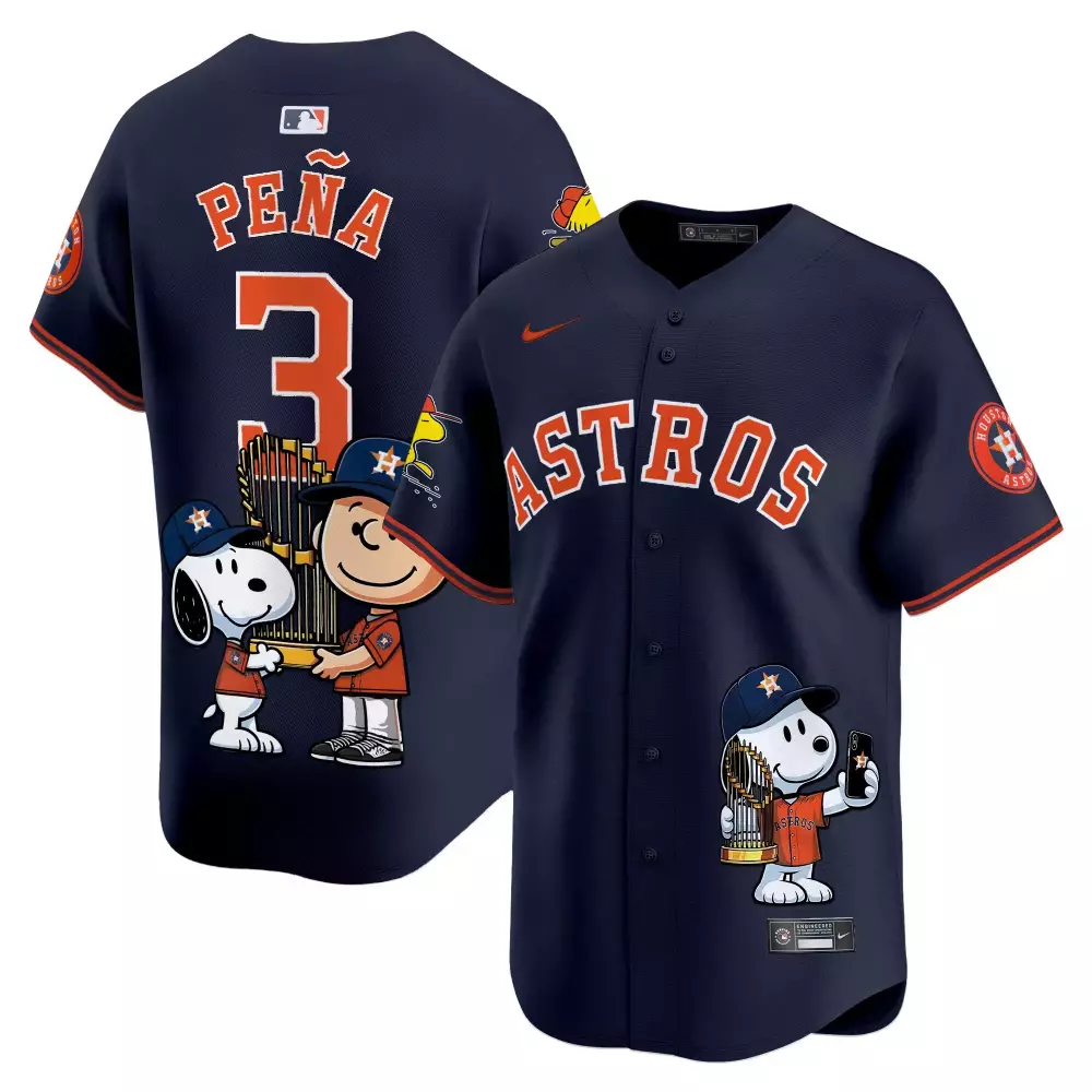 Jeremy Pena 3 Astros Jersey Navy Peanuts Collaboration Men Orange White Unisex Vapor