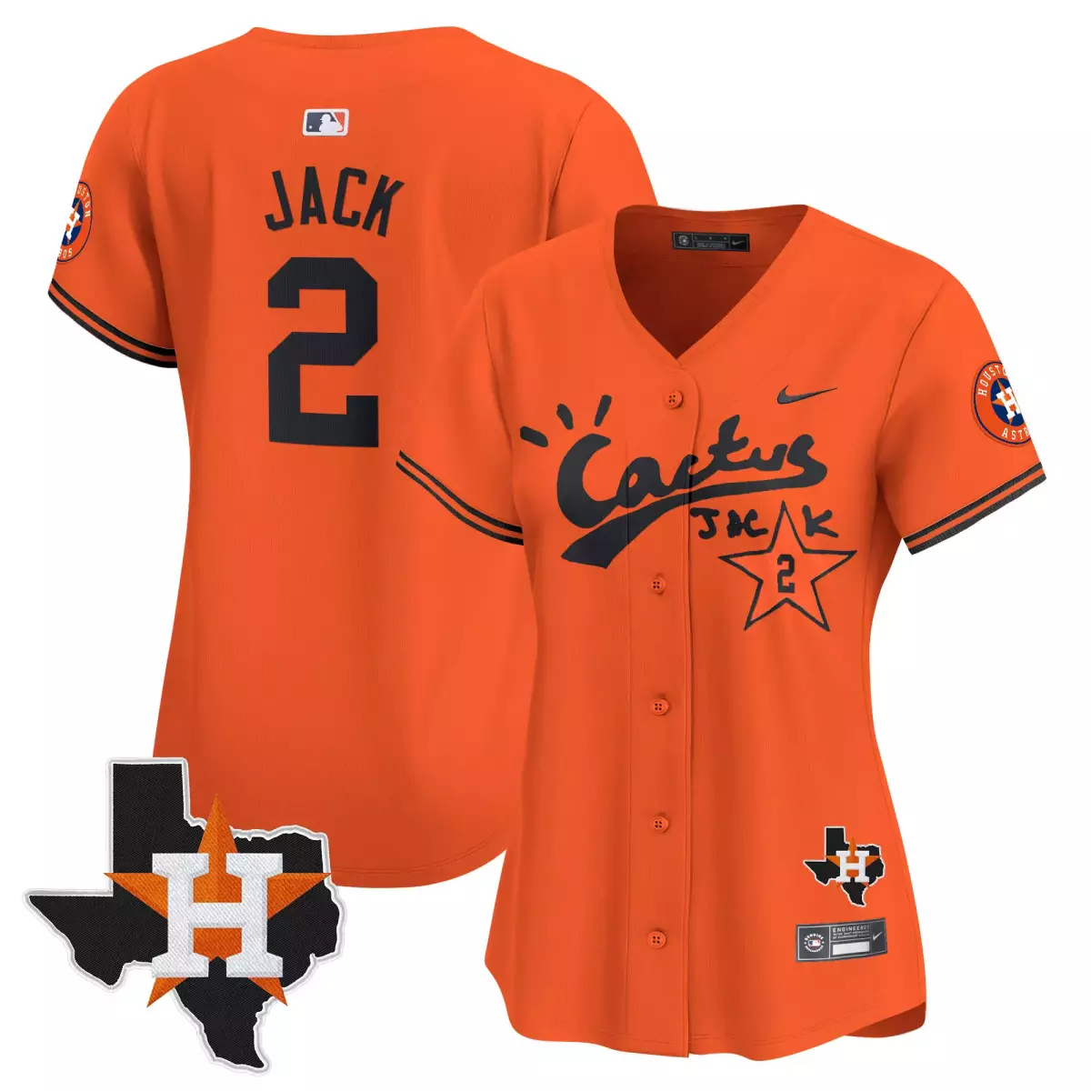 Jack Cactus 2 Houston Astros Jersey Orange Team Men Alternate Navy Vapor Premier