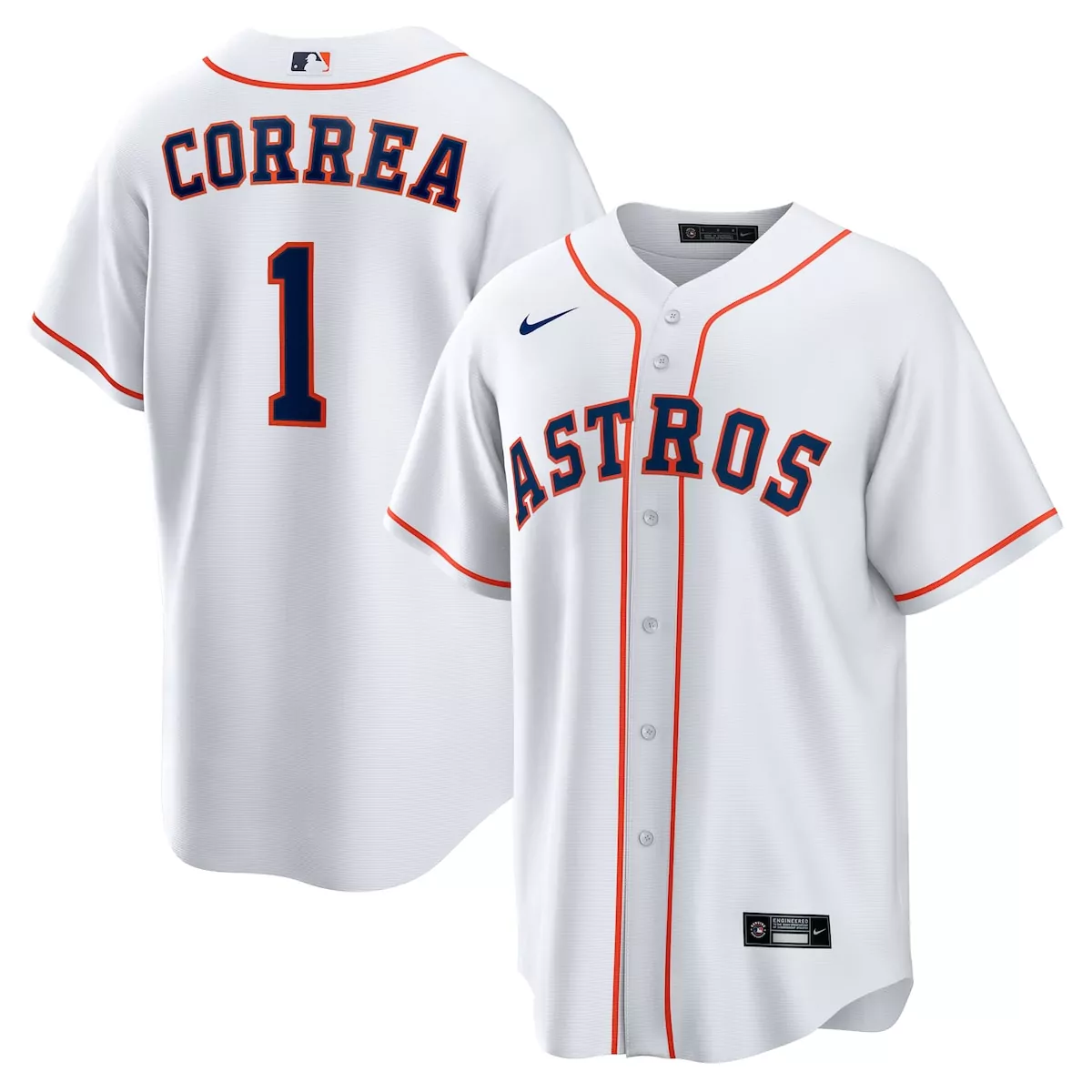 Carlos Correa 1 Astros Jersey White Men Orange Navy Home