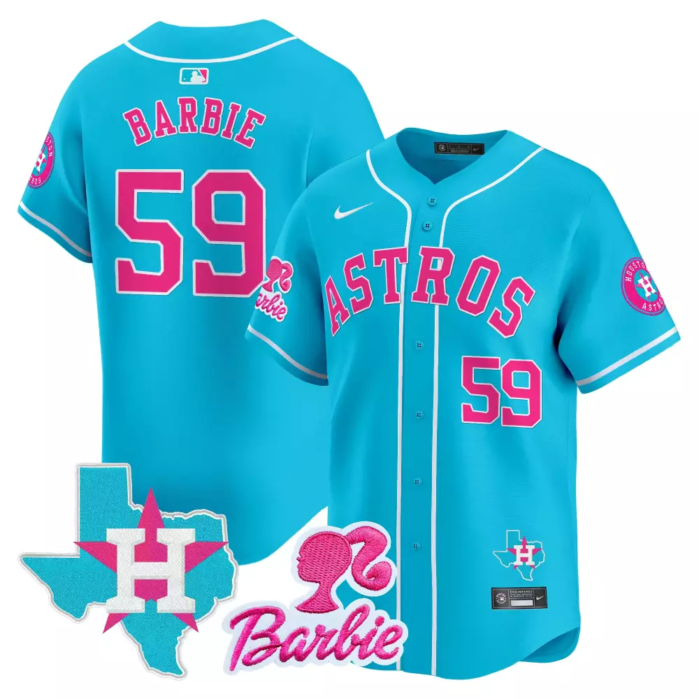 Vaughn Aqua 59 Houston Astros Jersey Teal Barbie Texas Star Women Alternate Pink