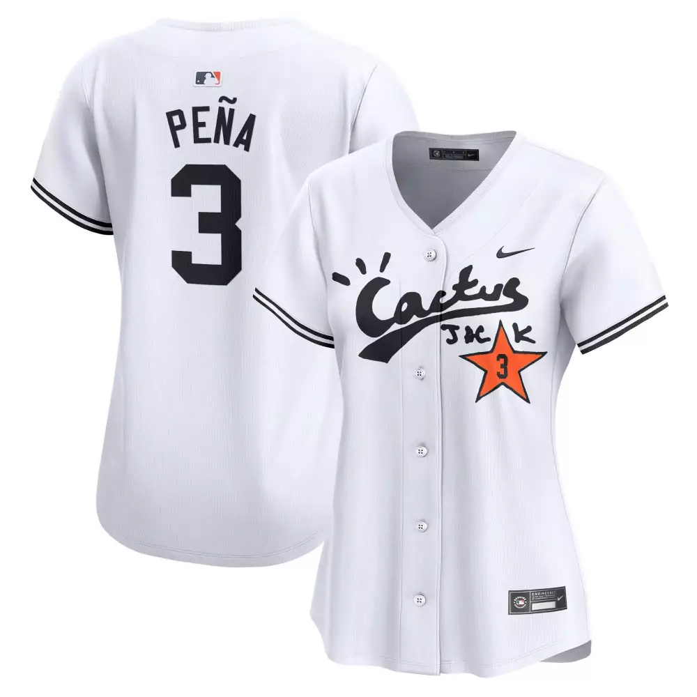 Jeremy Pena 3 Houston Astros Jersey White Cactus Jack Men Black Orange Vapor Premier