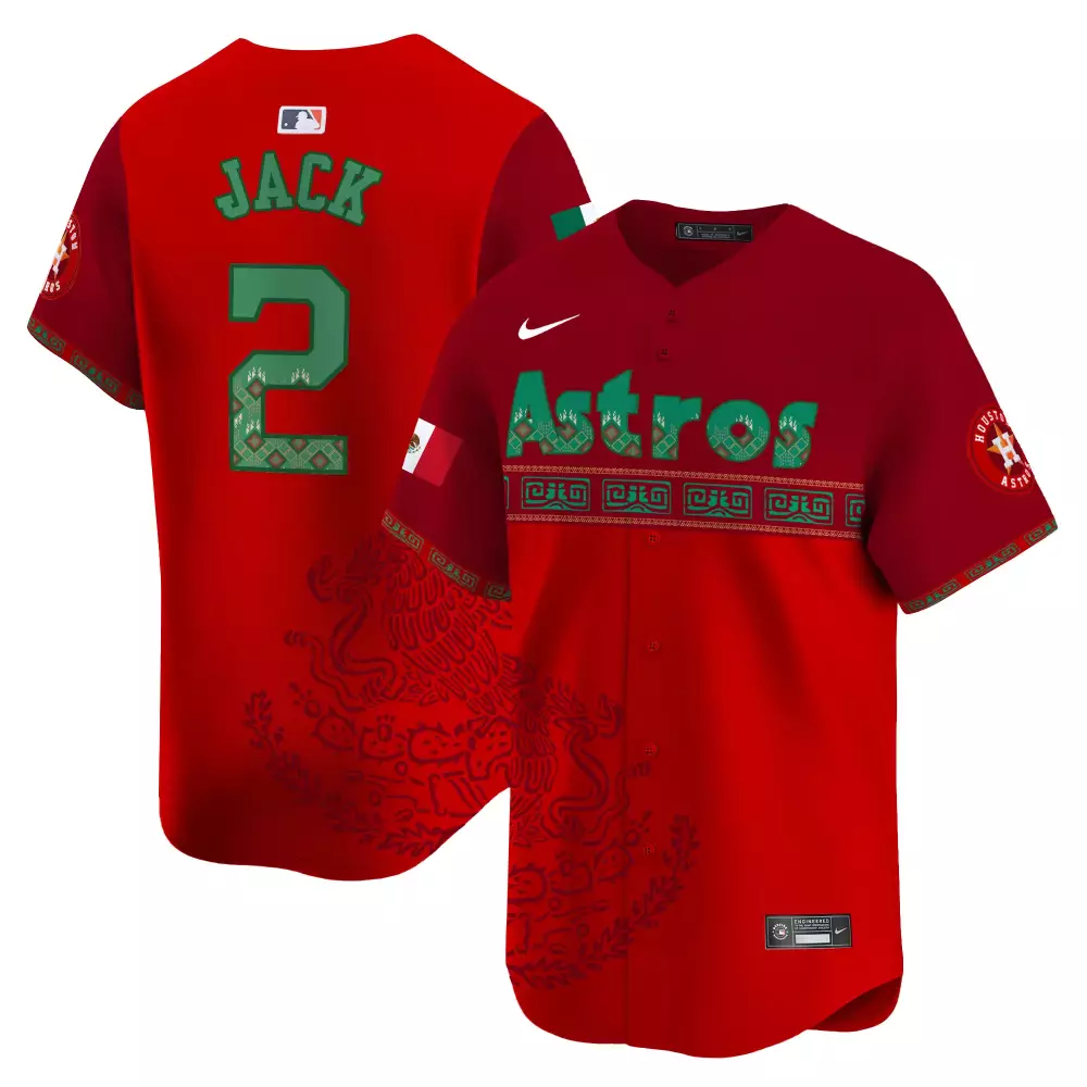 Jack Mexican 2 Astros Jersey Red Heritage Flag Men Custom Design Green All Stitched