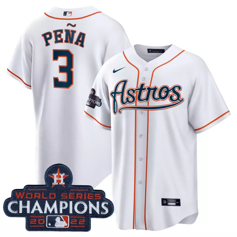Jeremy Pena 3 Astros Jersey White World Series Champions 2022 Men Orange Navy Blue