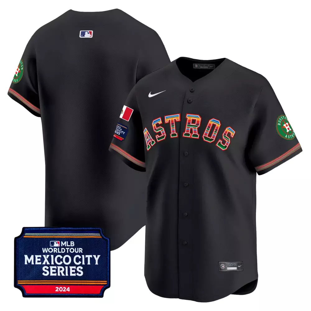 Mexico City Houston Astros Jersey Black Series 2024 World Tour Men MLB Red Green