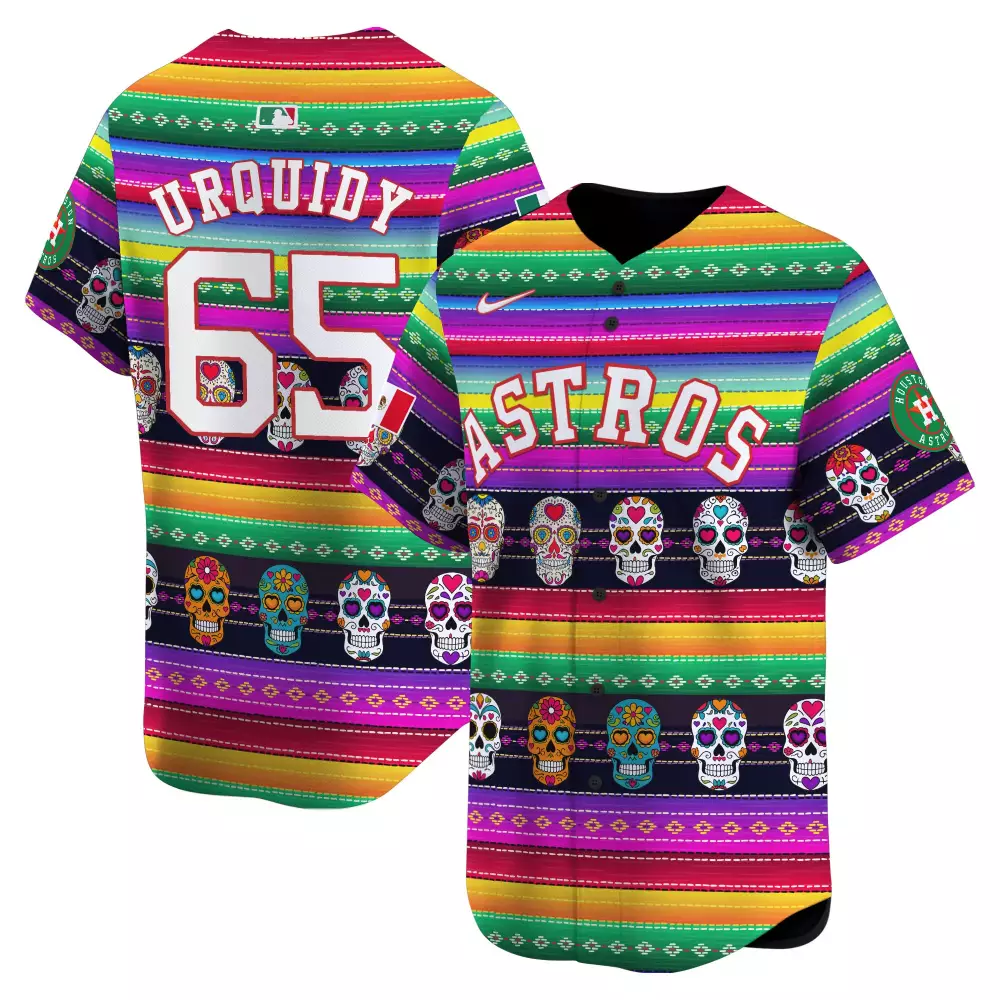 Jose Urquidy 65 Astros Jersey Multi-color Dia De Los Muertos Houston Men Custom Design
