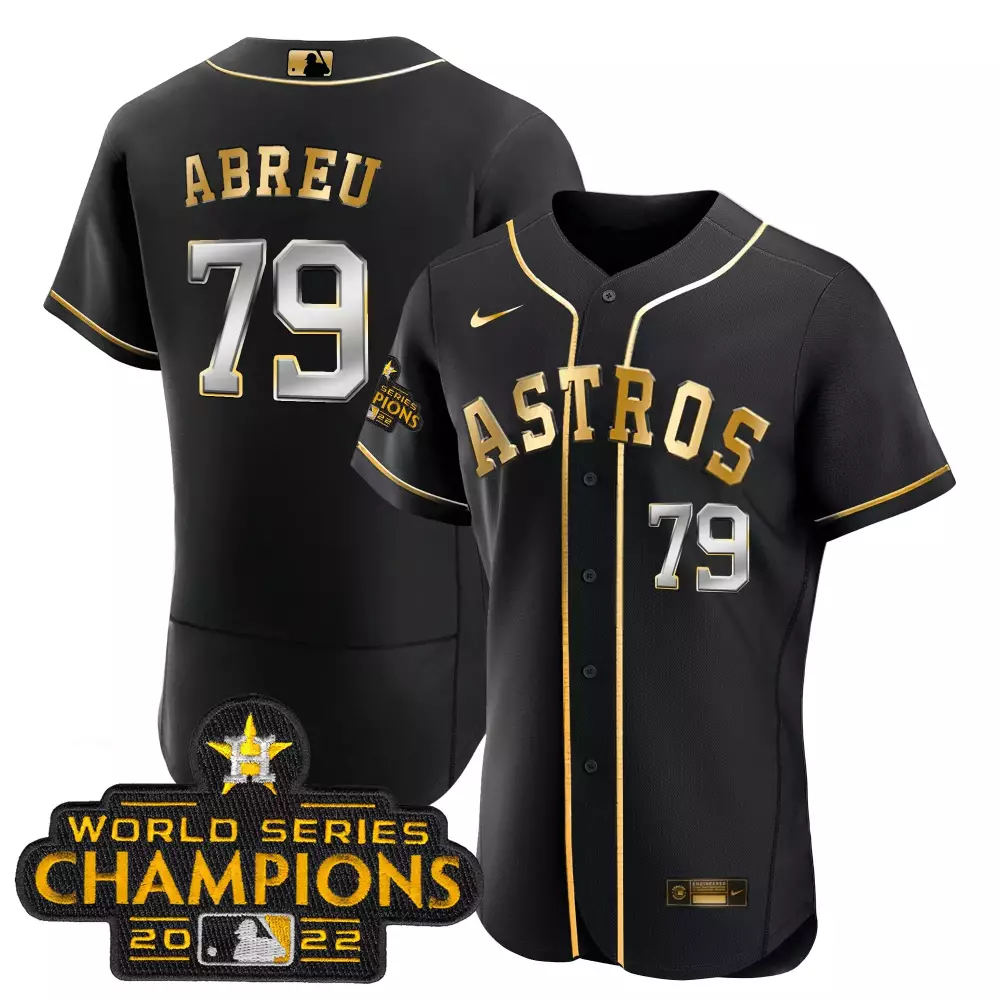 Jose Abreu 79 Astros Jersey Black World Series Champions 2022 Men Gold Silver All