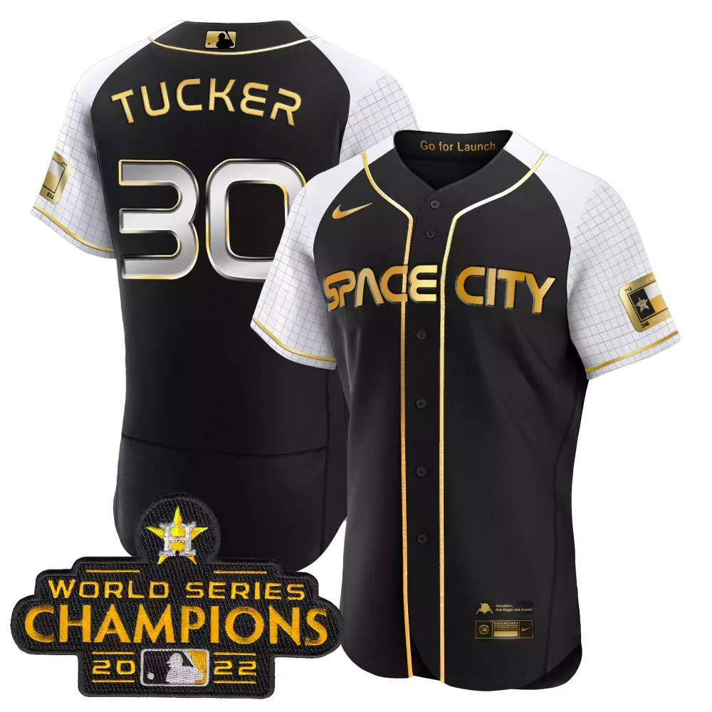 Kyle Tucker 30 Space City Jersey Black World Series Champions 2022 Men Split Design