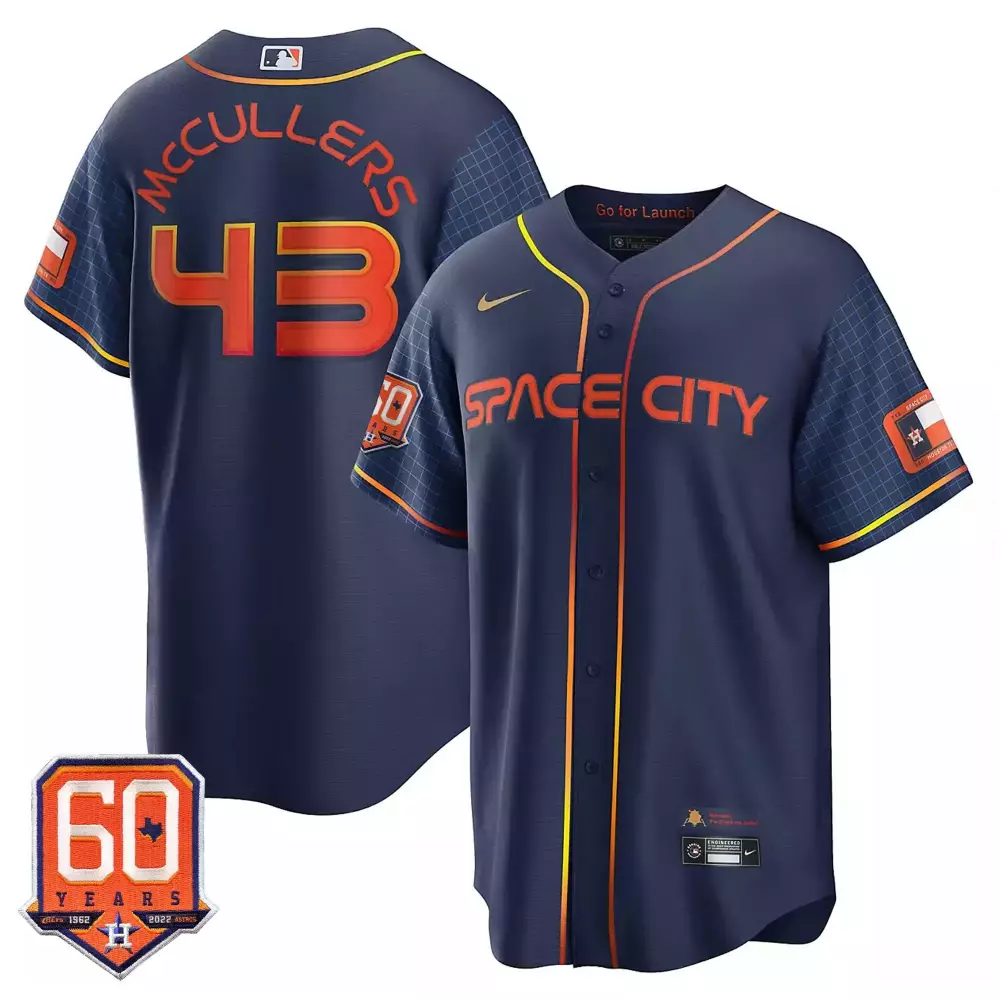 Lance Mccullers Jr. 43 Astros Jersey Navy Space City Men Orange Yellow Cool Base