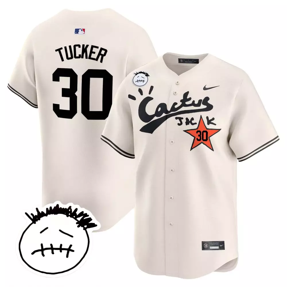 Kyle Tucker 30 Cactus Jack Jersey Cream Men Black Orange Vapor Premier Limited v5