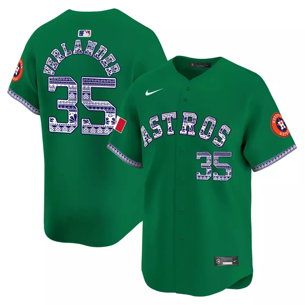 Justin Verlander 35 Astros Jersey Green Men Custom Design White Blue Vapor Premier