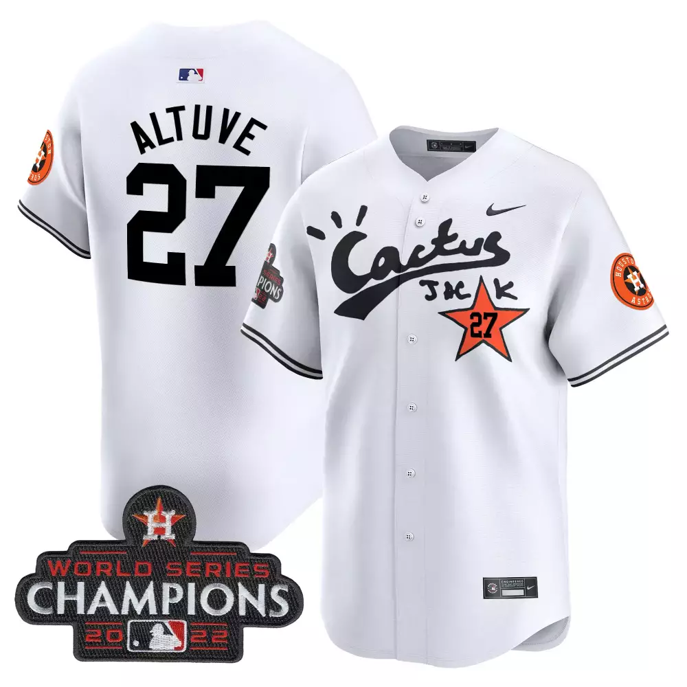 Jose Altuve 27 Houston Astros Jersey White Cactus Jack World Series Champions 2022
