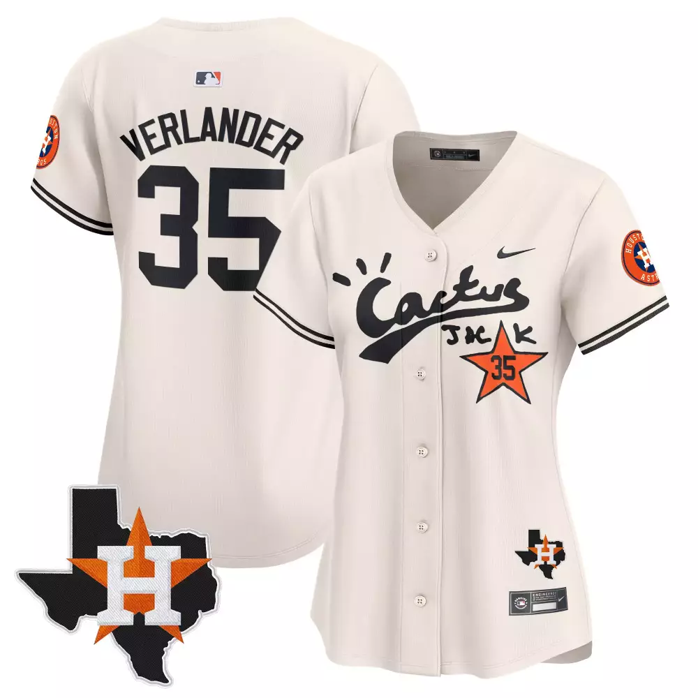 Justin Verlander 35 Astros Jersey Cream Cactus Jack Houston Texas 2022 Men Black