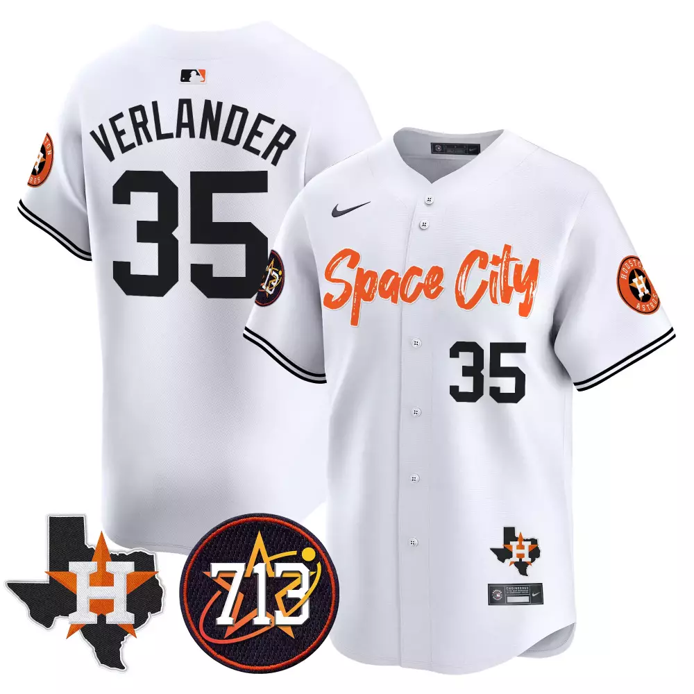 Justin Verlander 35 Jersey White Space City Houston Astros Texas Shape Men Orange