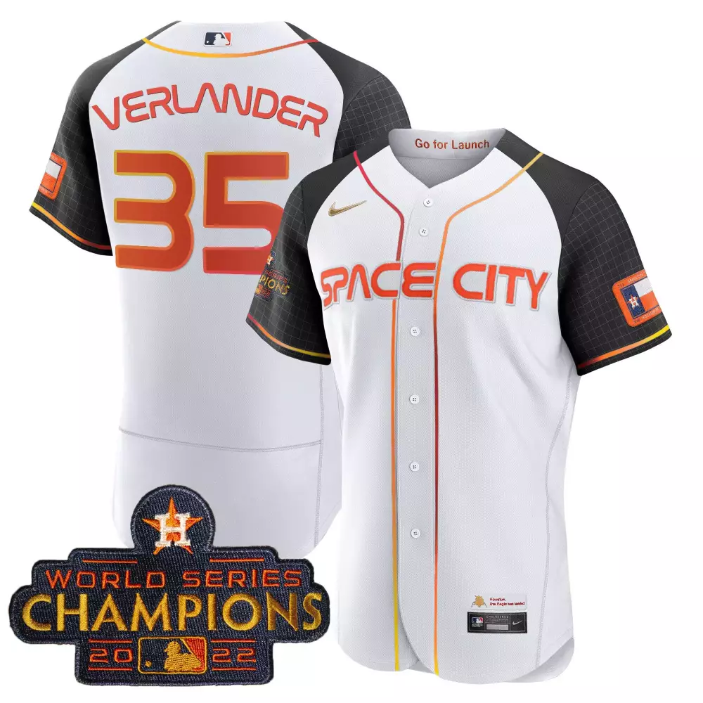 Justin Verlander 35 Jersey White Space City Houston Astros World Series Champions 2022