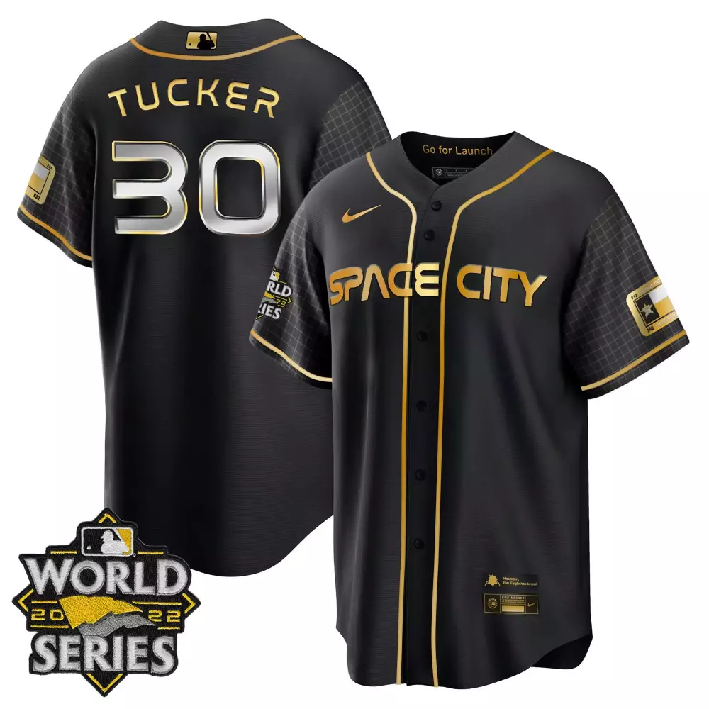 Kyle Tucker 30 Space City Jersey Black World Series 2022 Men Gold Cool All Stitched