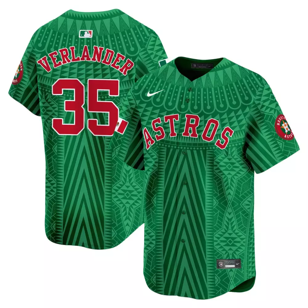 Justin Verlander 35 Astros Jersey Green Day Of The Dead Men Alternate Custom Design