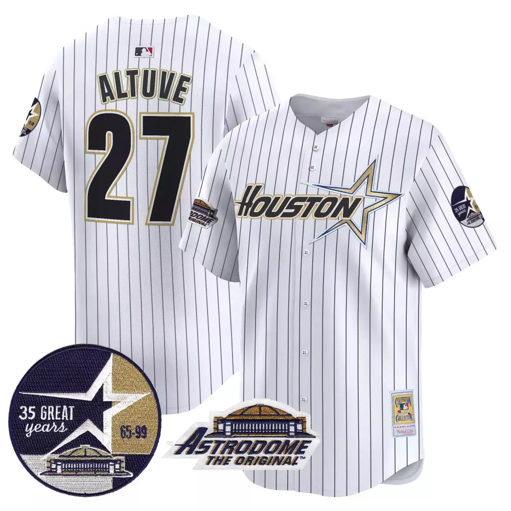 Jose Altuve 27 Houston Astros Jersey White Astrodome Collection 35 Great Years 65-99 Original