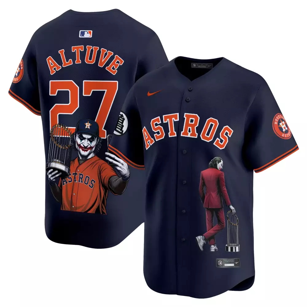 Jose Altuve 27 Astros Jersey Navy Joker Men Orange White All Stitched Vapor