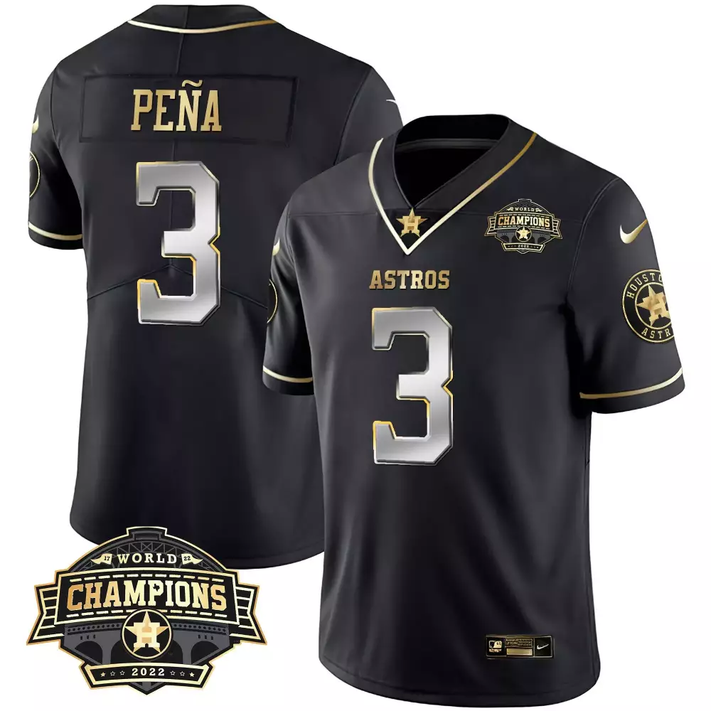 Jeremy Pena 3 Astros Jersey Black World Series Champions 2022 Houston Men Gold Silver