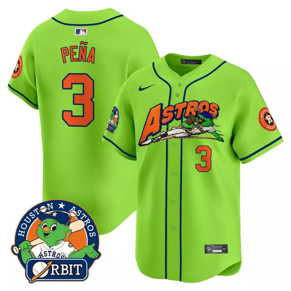 Jeremy Pena 3 Houston Astros Jersey Lime Green Taco Blast Orbit Mascot Team Men Alternate