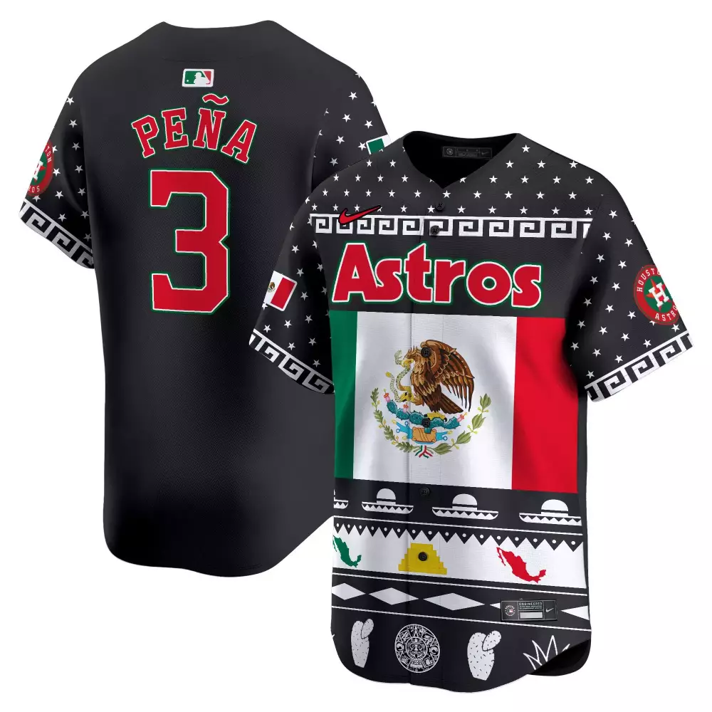 Jeremy Pena 3 Astros Jersey Black Mexico Men Custom Design Red White Green Vapor