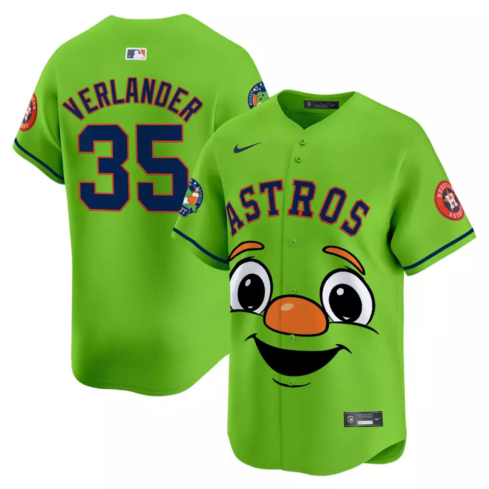 Justin Verlander 35 Astros Jersey Lime Green Houston Men Alternate Navy Blue Orange