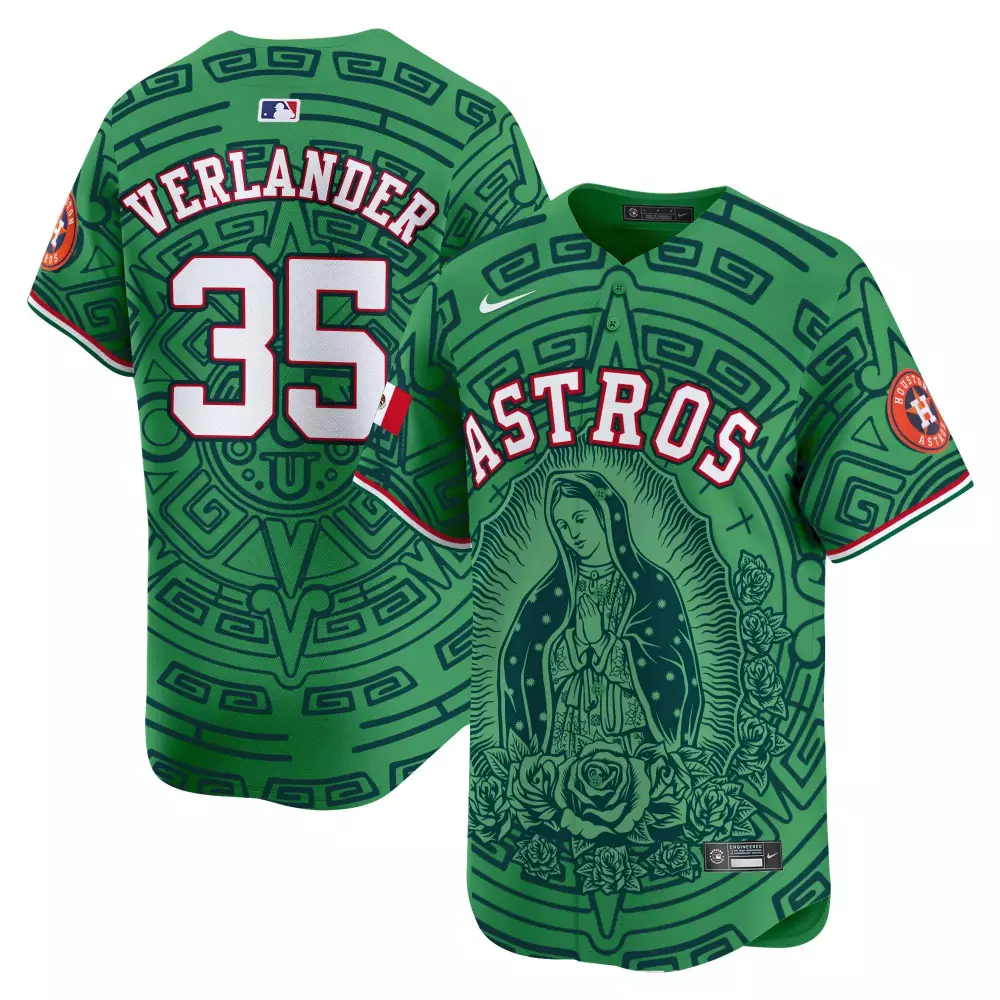 Justin Verlander 35 Astros Jersey Green Fiesta Men Custom Design White Red Dark Vapor