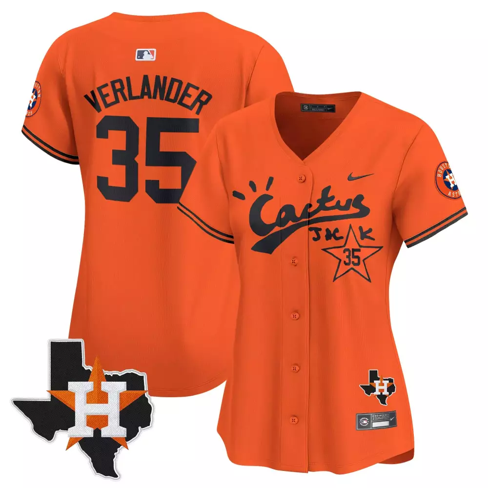 Justin Verlander 35 Jersey Orange Cactus Jack Houston Astros Star Men Navy Vapor