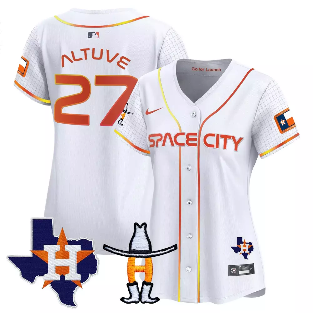 Jose Altuve 27 Houston Astros Jersey White Space City Texas Go Launch Men Split Design