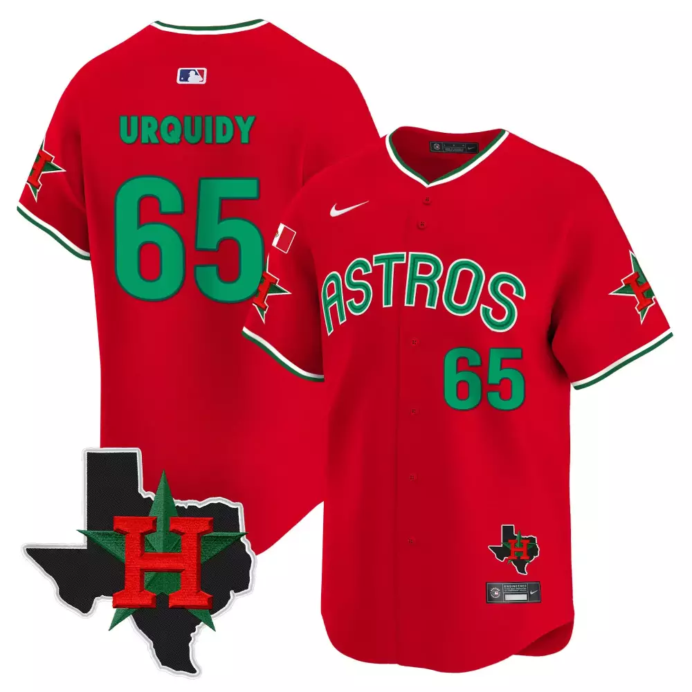 Jose Urquidy 65 Astros Jersey Red Texas Men Green White Vapor Premier Limited v3