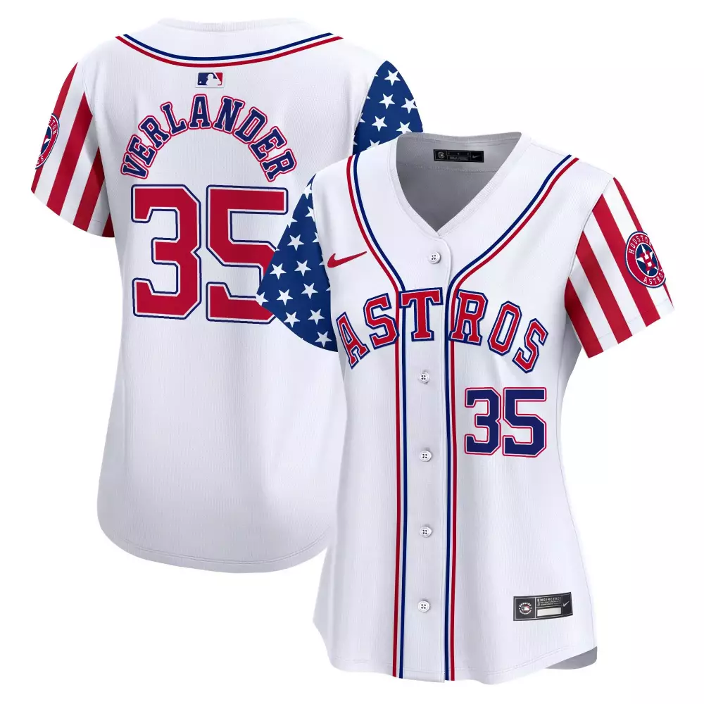 Justin Verlander 35 Astros Jersey White Men Split Design Blue Red Vapor Premier Limited