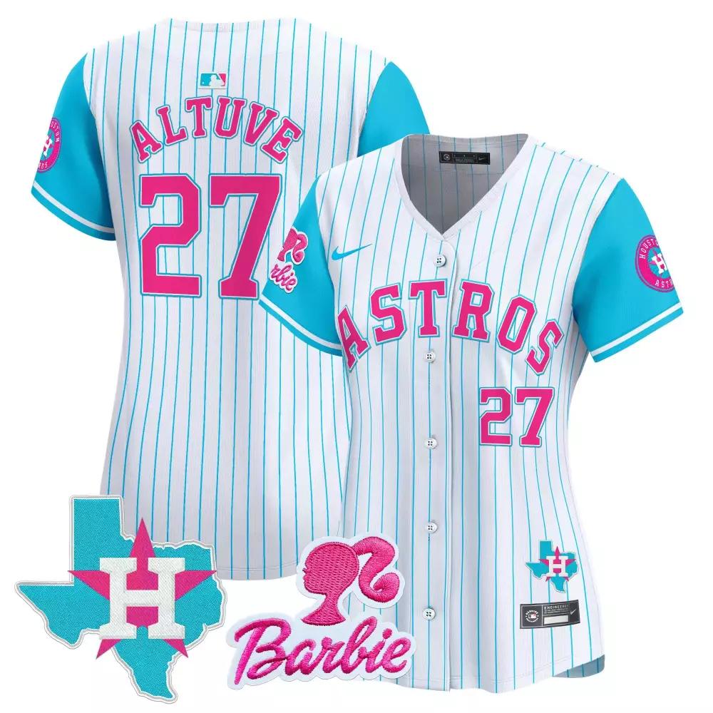 Jose Altuve 27 Astros Jersey White Barbie Houston Star Texas 2023 Women Alternate