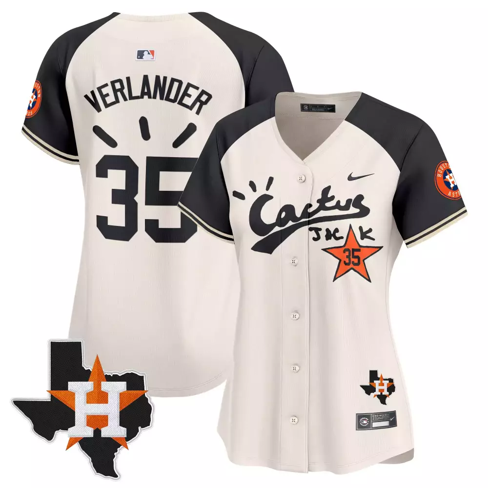 Justin Verlander 35 Jersey Cream Cactus Jack Houston Astros Texas Star Men Alternate