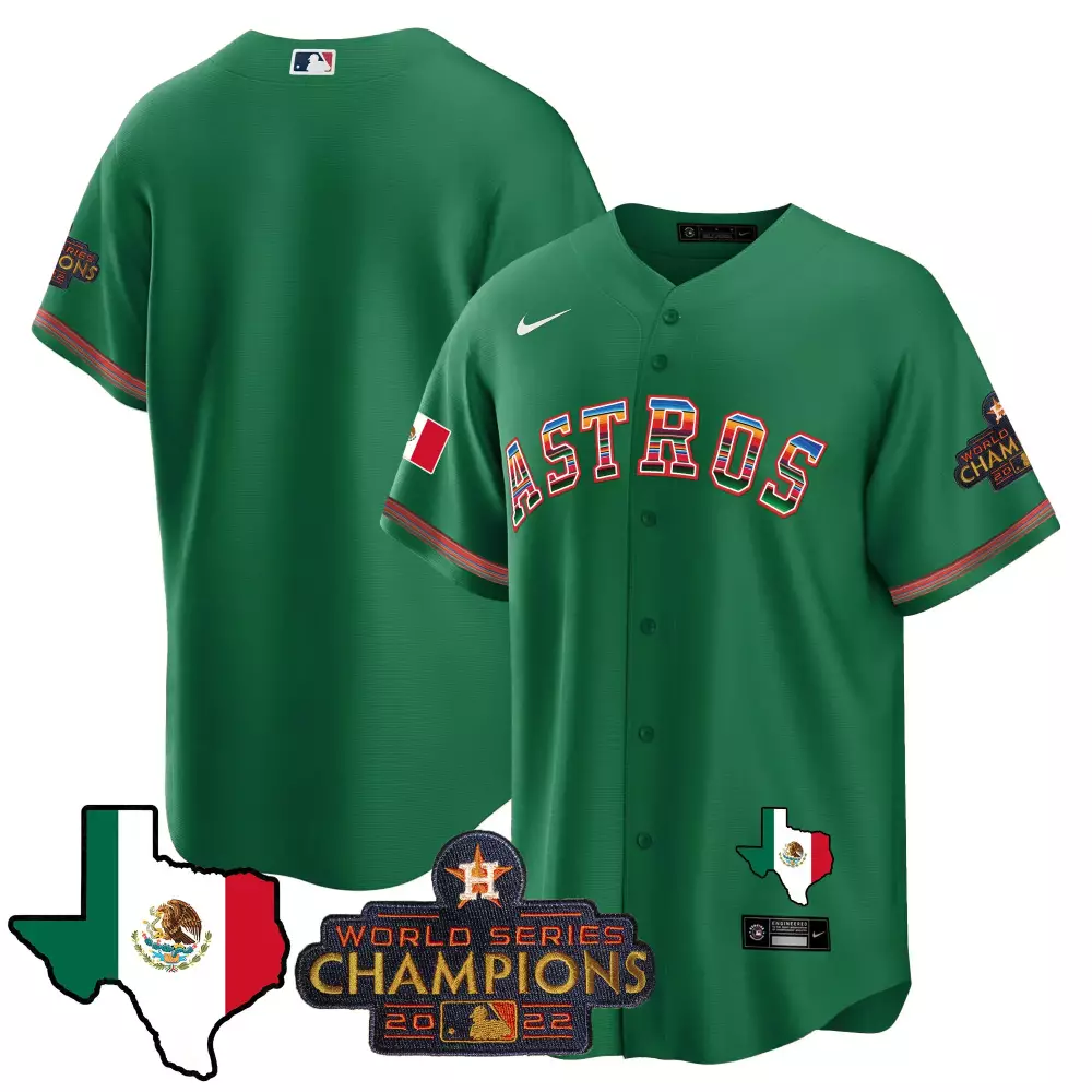 Justin Verlander Houston Astros Jersey Green Cinco De Mayo World Series Champions 2022 Mexico Flag