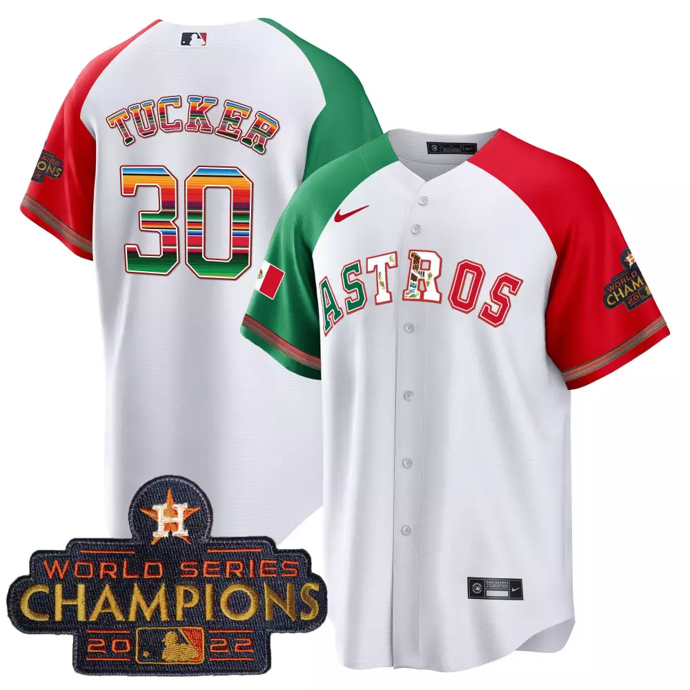 Kyle Tucker 30 Astros Jersey White Mexican National Team World Series Champions 2022