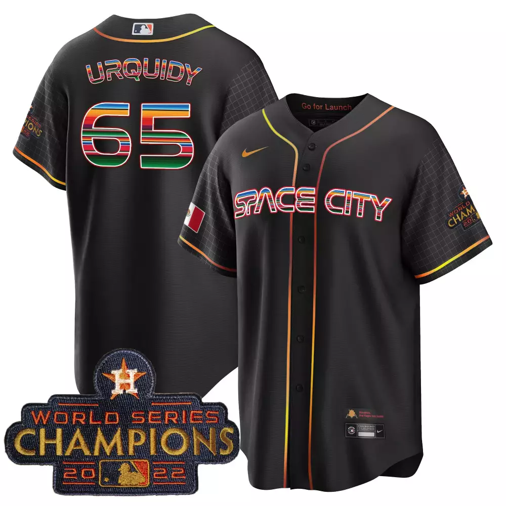 Jose Urquidy 65 Houston Astros Jersey Black Space City World Series Champions 2022