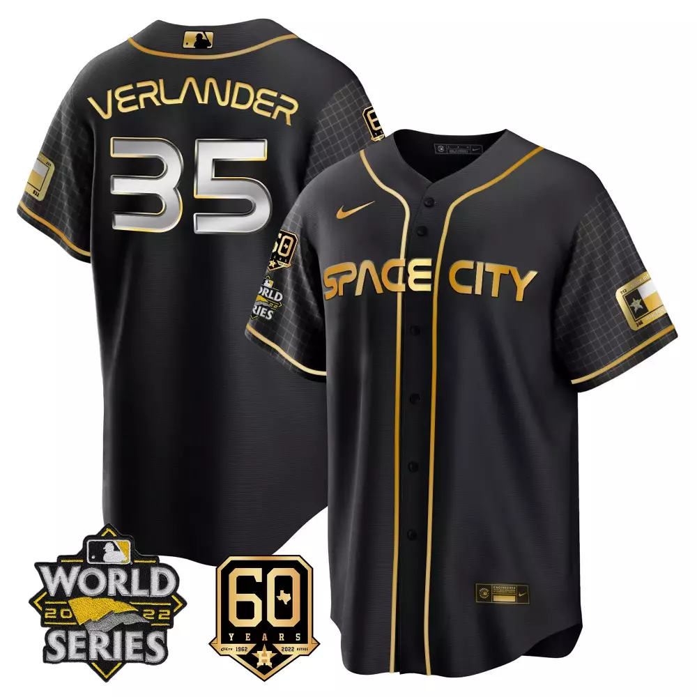 Justin Verlander 35 Jersey Black World Series Houston Astros 2022 60 Years 1962-2022