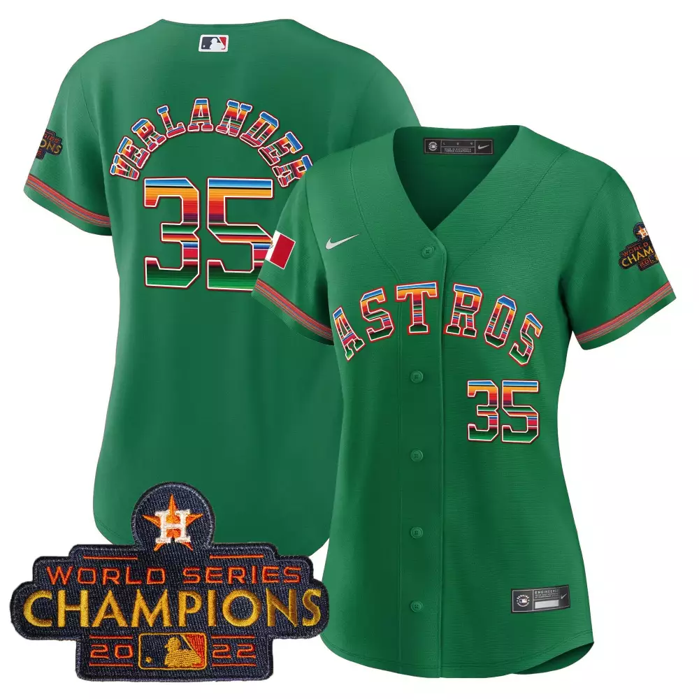 Justin Verlander 35 Astros Jersey Green World Series Champions 2022 Men Alternate