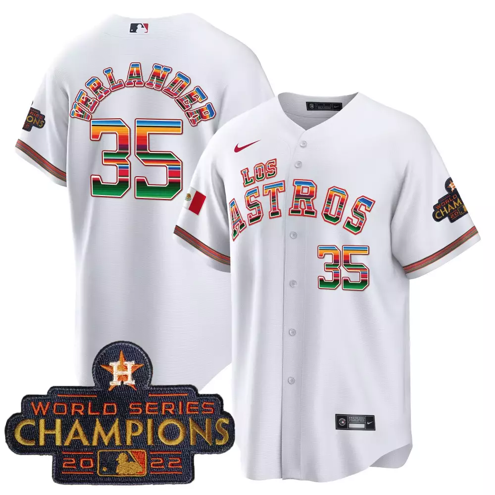 Justin Verlander 35 Los Astros Jersey White World Series Champions 2022 Men Custom Design