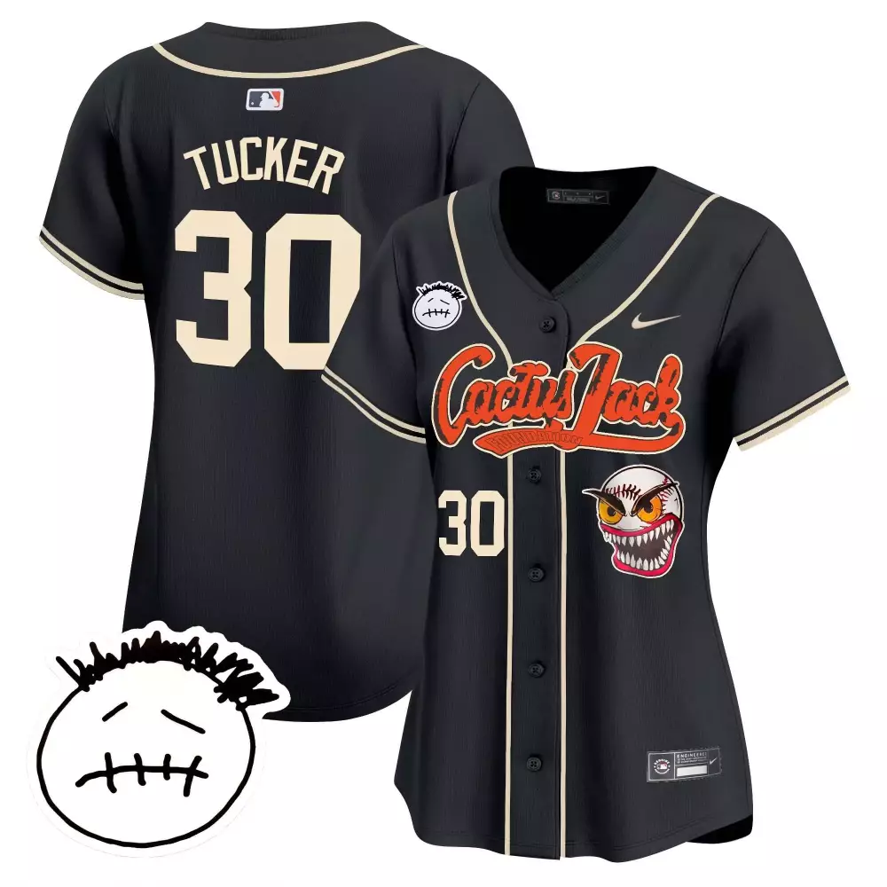 Kyle Tucker 30 Cactus Jack Jersey Black Travis Scott Astroworld Face Cream Orange