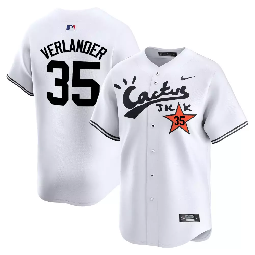 Justin Verlander 35 Jersey White Cactus Jack Houston Astros Men Black Orange Vapor