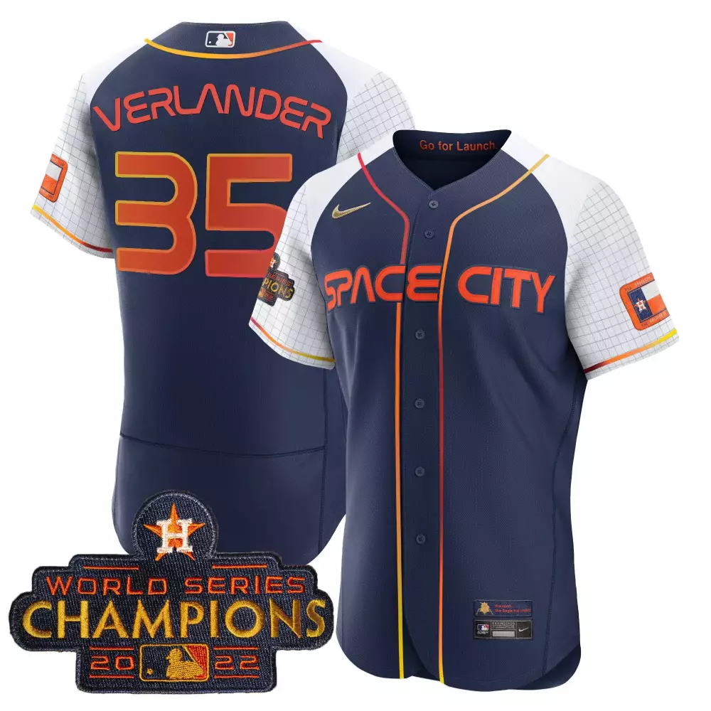 Justin Verlander 35 Jersey Navy Blue World Series Champions Houston Astros 2022 Men