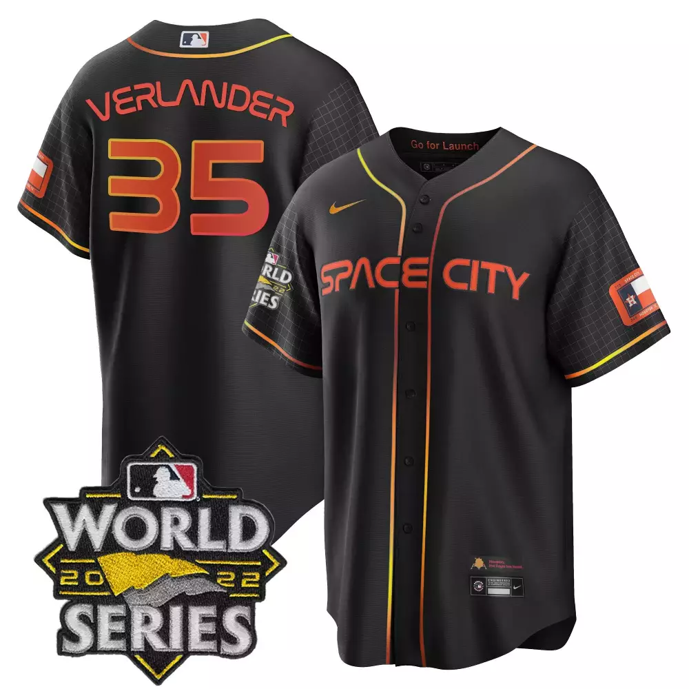 Justin Verlander 35 Jersey Black Space City Houston Astros World Series 2022 Alternate
