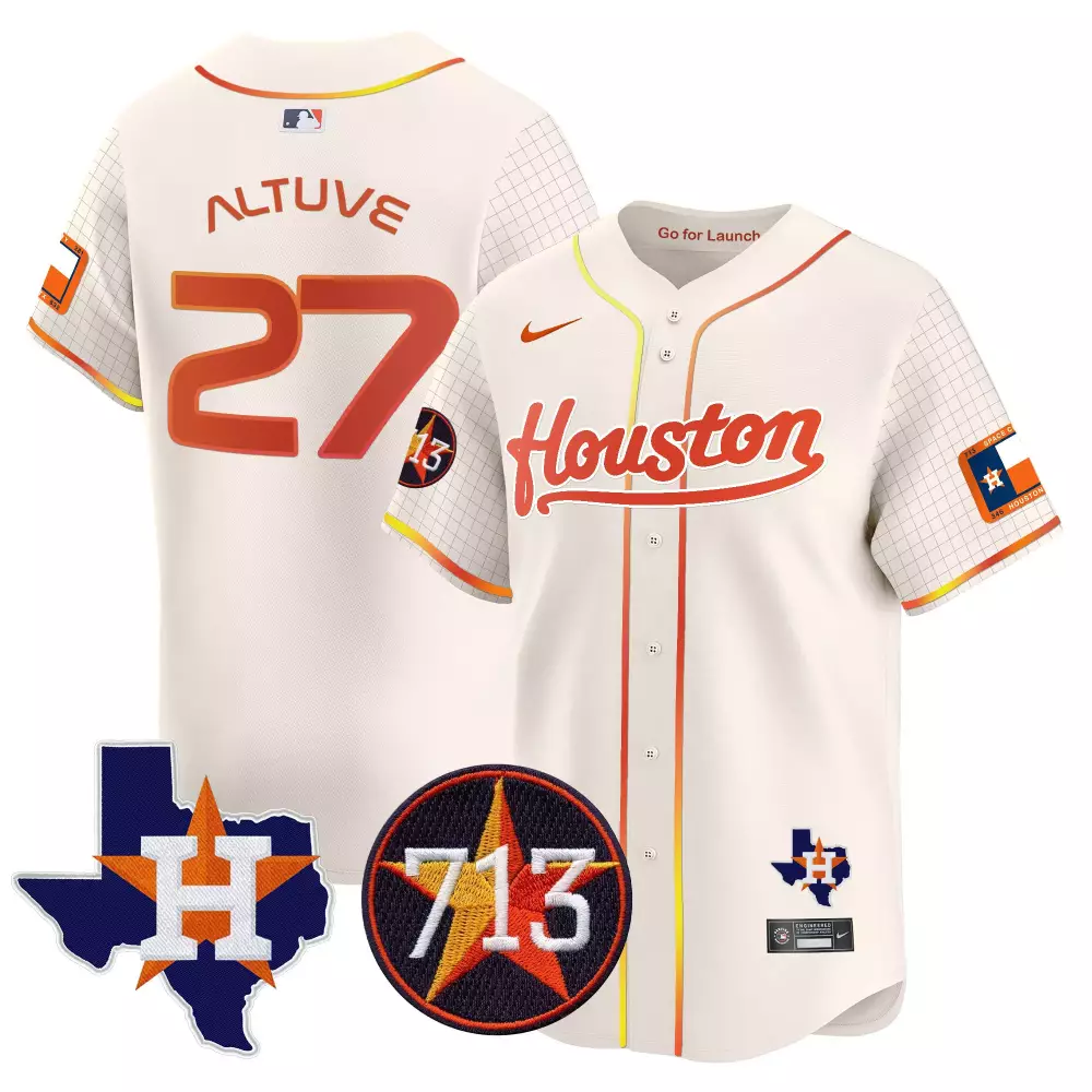 Jose Altuve 27 Houston Astros Jersey White City Connect Texas Flag 2024 Men Alternate